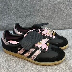 Adidas Samba LT Women's Black Pink Lace Pearls Heart Charm Sneakers Size 9.5